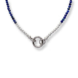 Steff Silver & Lapis Lazuli Necklace with Charm Link