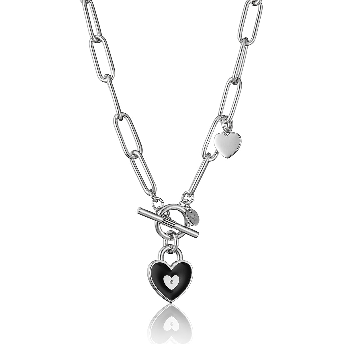 Steff Silver & Black Enamel Lovelock Charm Necklace - Steffans Jewellers