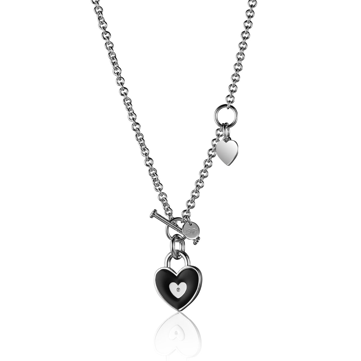 Steff Silver & Black Enamel Lovelock Necklace - Steffans Jewellers