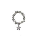 Steff Silver & Labradorite Bead Ring with Star Charm - Steffans Jewellers