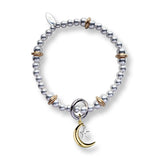 Steff Silver & Rolled Gold Cosmic Charm Bracelet with Moon & Stars Charm