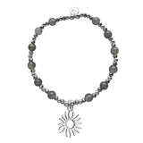 Steff Silver Celestial Glow Bead Bracelet with Sunbeam Charm
