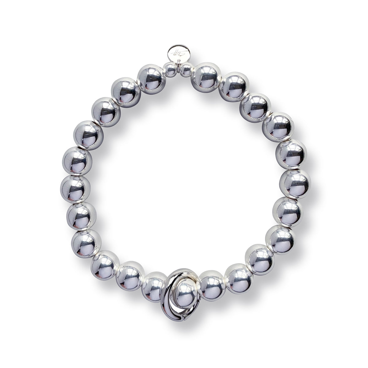 Steff Silver Big Bead Charm Bracelet with Interchangeable Charm Link