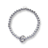 Steff Silver Bead  Bracelet with Interchangeable Charm Link