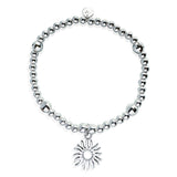 Steff Silver Bead Bracelet with Celestial Sun Beam Charm