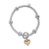 Steff Silver Ball Charm Bracelet with Yellow Gold Vermeil & Diamond Heart Charm