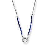 Steff Silver Chain & Lapis Lazuli Bead Necklace with Charm Link
