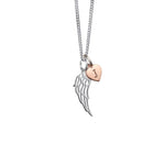 Steff Highgate Small Silver Wing & Personalised Rose Gold Heart Pendant - Steffans Jewellers