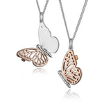 Steff Wildwood Rose Gold & Silver Diamond Folding Butterfly Pendant Necklace