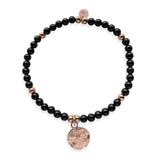 Steff Black Onyx Gemstone Bead Bracelet with Coin Charm