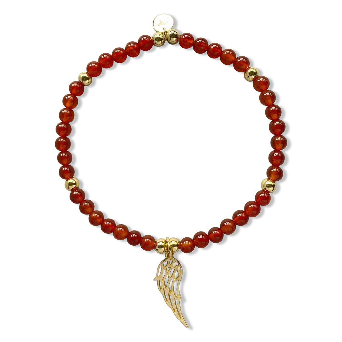 Steff Carnelian Gemstone Bead Bracelet with Angel Wing Charm