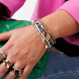 Steff Labradorite Gemstone Bead Bracelet with Hamsa Hand Charm