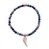 Steff Sodalite Gemstone Bead Bracelet with Angel Wing Charm