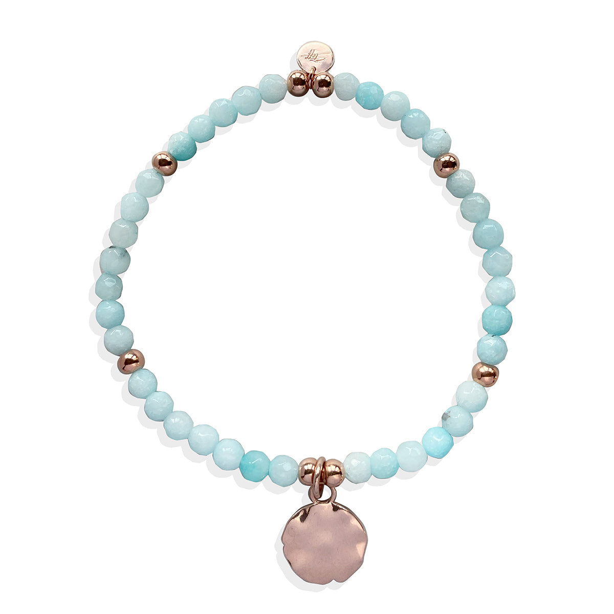 Steff Jade Amazonite Gemstone Bead Bracelet with Coin Charm
