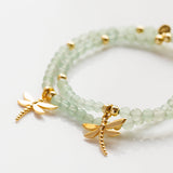 Steff Green Adventurine Gemstone Bracelet with Dragonfly Charm
