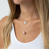 Steff Wildwood Rose Gold With Silver & Diamond Butterfly Pendant Necklace