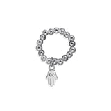 Steff Silver Bead Ring with Hamsa Hand Charm