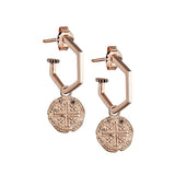 Steff Rose Gold Hexi Hoop Earrings with Coin Charms