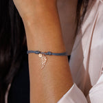 Steff Grey Cord Friendship Bracelet with Rose Gold Vermeil Wing Charm - Steffans Jewellers