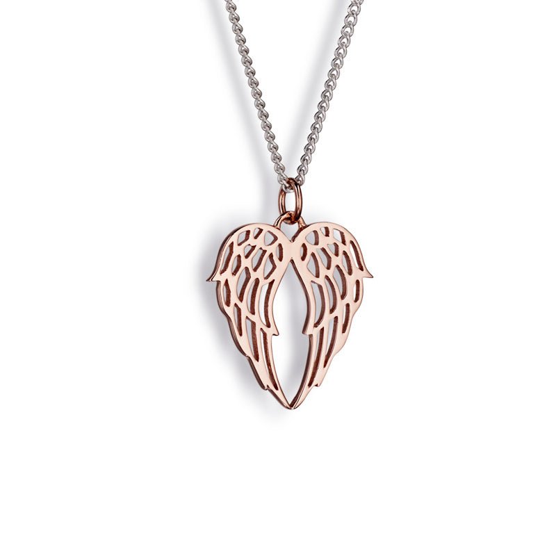 Steff Highgate Rose Gold Vermeil Angel Wings Heart Pendant and Chain - Steffans Jewellers