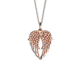 Steff Highgate Rose Gold Vermeil & Diamonds Angel Wings Heart Pendant with Chain - Steffans Jewellers
