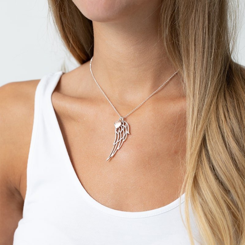Amazon.com: White & Black Natural Diamond Angel Wing Pendant Necklace in  14k Rose Gold Over Sterling Silver (0.25 Ct) : Clothing, Shoes & Jewelry