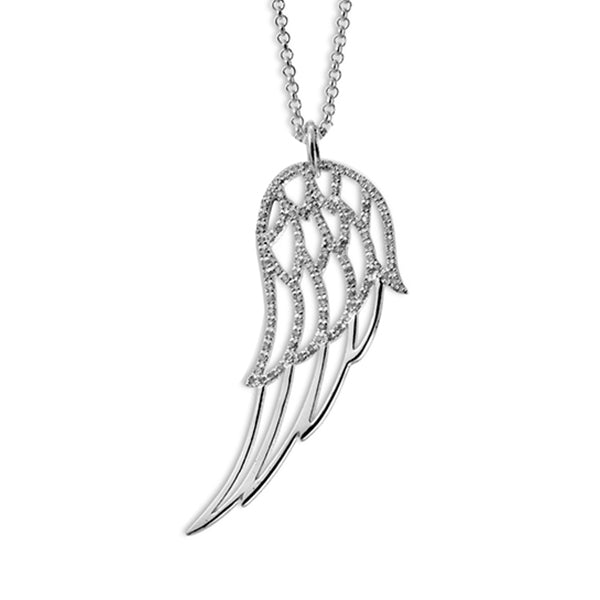 Steff Highgate Sterling Silver & Diamond Angel Wings Pendant with Chain - Steffans Jewellers