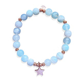 Steff Rose Gold & Blue Agate Bead Bracelet with Star Charm - Steffans Jewellers