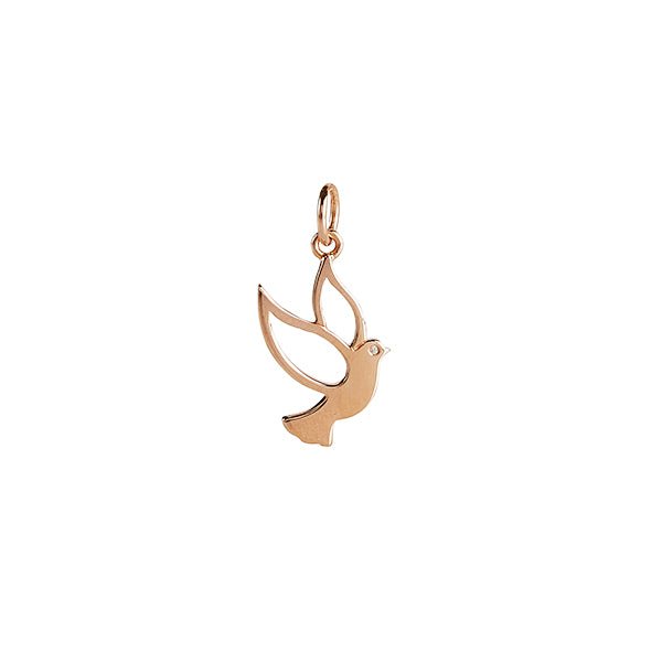 Steff Rose Gold Plated Silver and Diamond Turtle Dove Charm - Steffans Jewellers