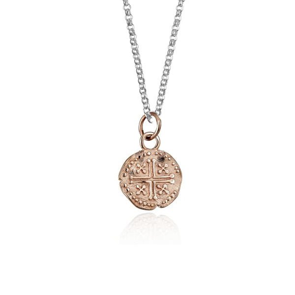 Steff Rose Gold Short Cross Coin Mini Pendant With Chain - Steffans Jewellers