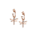 Steff Rose Gold Vermeil Hoop Earrings With Dragonfly Charms - Steffans Jewellers