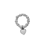 Steff Silver Bead Ring with Heart Charm - Steffans Jewellers