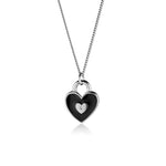 Steff Silver, Black Enamel & Diamond Love Lock Pendant Necklace - Steffans Jewellers