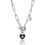 Steff Silver & Black Enamel Lovelock Charm Necklace - Steffans Jewellers