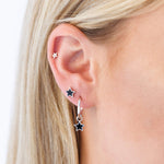 Steff Silver & Black Enamel Star Earrings - Steffans Jewellers