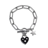 Steff Silver & Black Enamel Stars Lovelock Charm Bracelet - Steffans Jewellers
