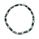 Steff Silver & Green Moss Agate Bead Bracelet - Steffans Jewellers