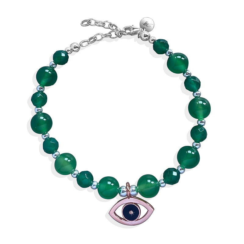 Steff Silver & Green Onyx Agate Protection Bracelet - Steffans Jewellers