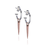 Steff Silver Hoop Earrings With Rose Gold Talon Charms - Steffans Jewellers