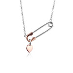 Steff Silver & Rose Safety Pin Charm Necklace - Steffans Jewellers