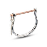 Steff Soho Sterling Silver Stirrup Bangle with Rose Gold Bar - Steffans Jewellers