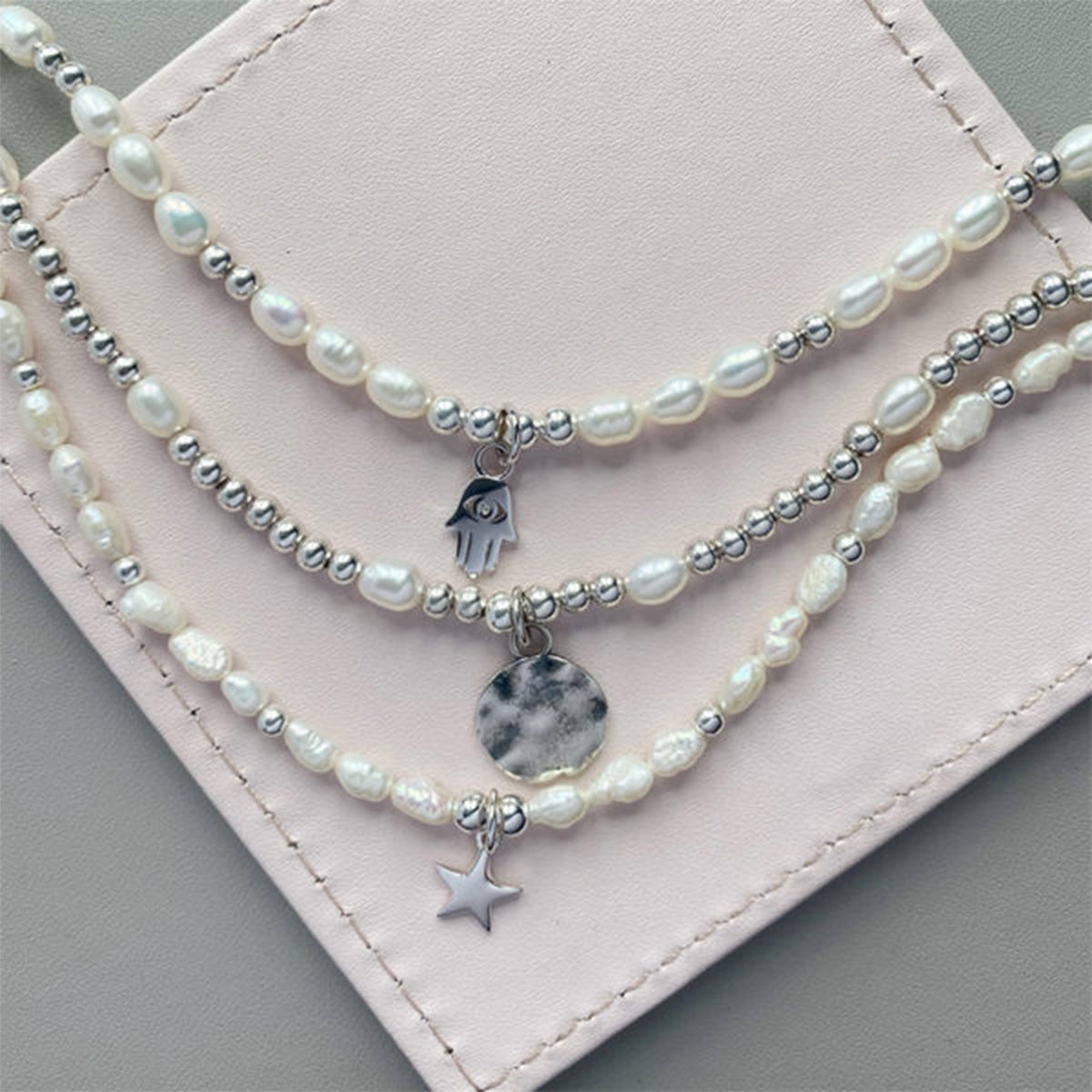 Steff Sterling Silver & Pearl Bead Anklet With Star Charm - Steffans Jewellers