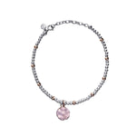 Steff Sterling Silver & Rose Gold Bead Anklet With Disk Charm - Steffans Jewellers