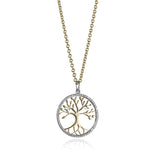 Steff Wildwood Yellow & White Gold & Diamond Family Tree Pendant with Chain